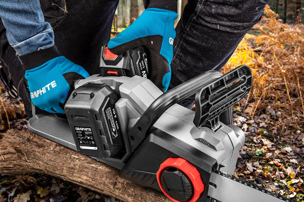 GRAPHITE Akkus szénkefementes láncfűrész Energy+, 36V(2x18V), 14" (350mm), akku nélkül!!! 3 év garanciával 58G043