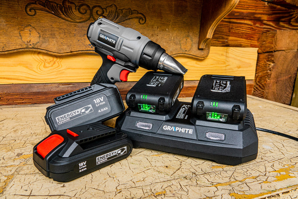 GRAPHITE Akkus hőlégfúvó Energy+ 18V, max. 550°C, akku nélkül!!! 3 év garanciával 58G082