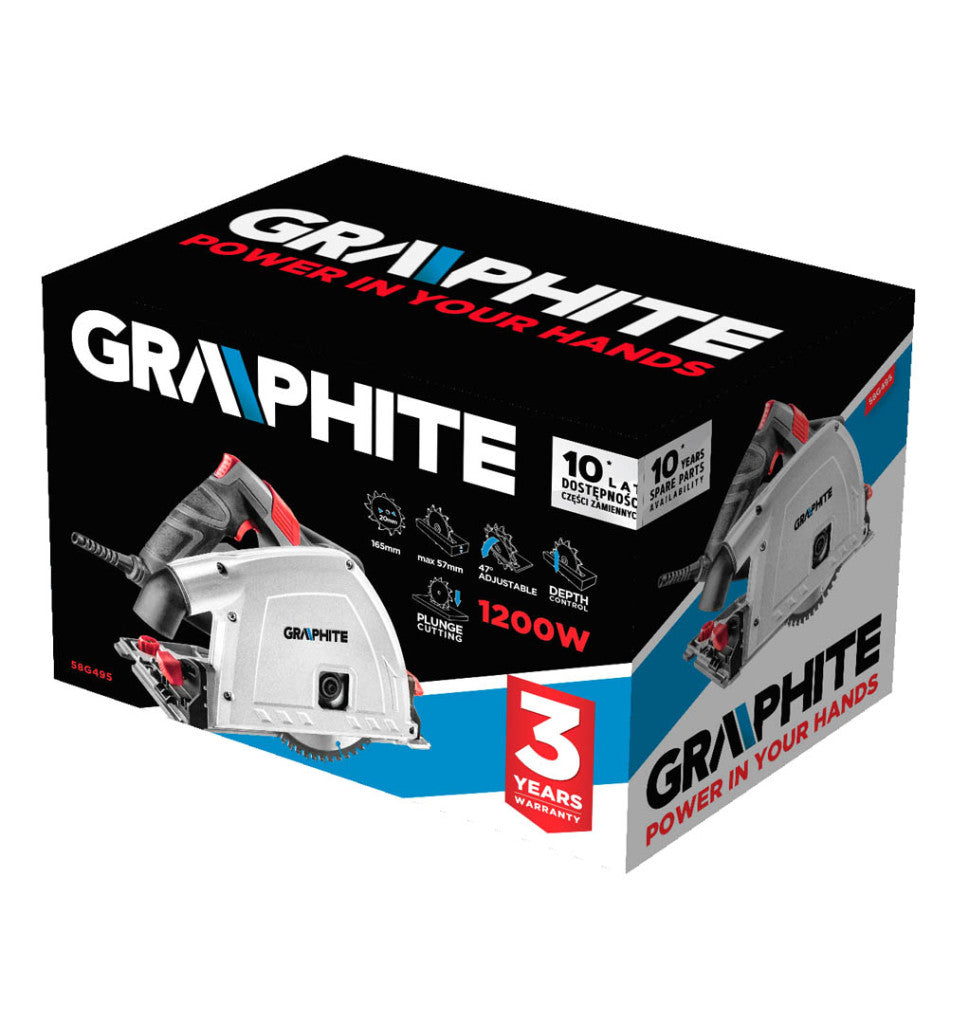 GRAPHITE Merülőfűrész 1200W, 165mm 3 év garanciával 58G495