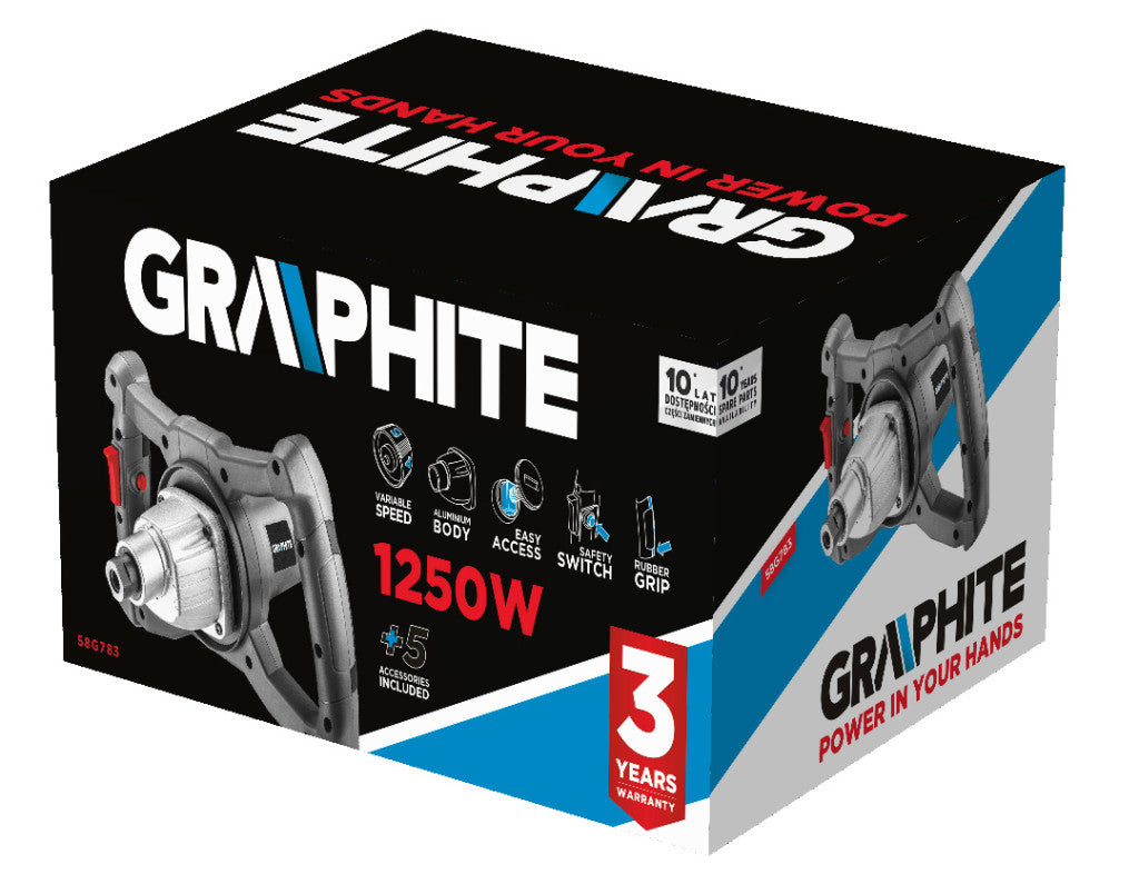 GRAPHITE Keverőgép 1250W, 400-800 /perc 3 év garanciával 58G783