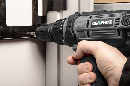 GRAPHITE Elektromos fúró-csavarozó gép, 230V/300W, 10mm-es gyorstokmány, kofferben 3 év garanciával 58G793