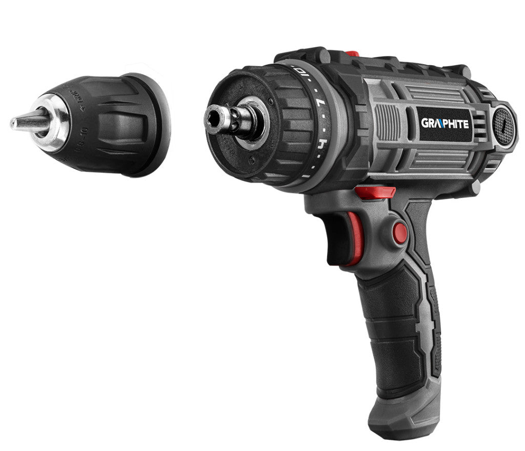 GRAPHITE Elektromos fúró-csavarozó gép, 230V/300W, 10mm-es gyorstokmány, kofferben 3 év garanciával 58G793