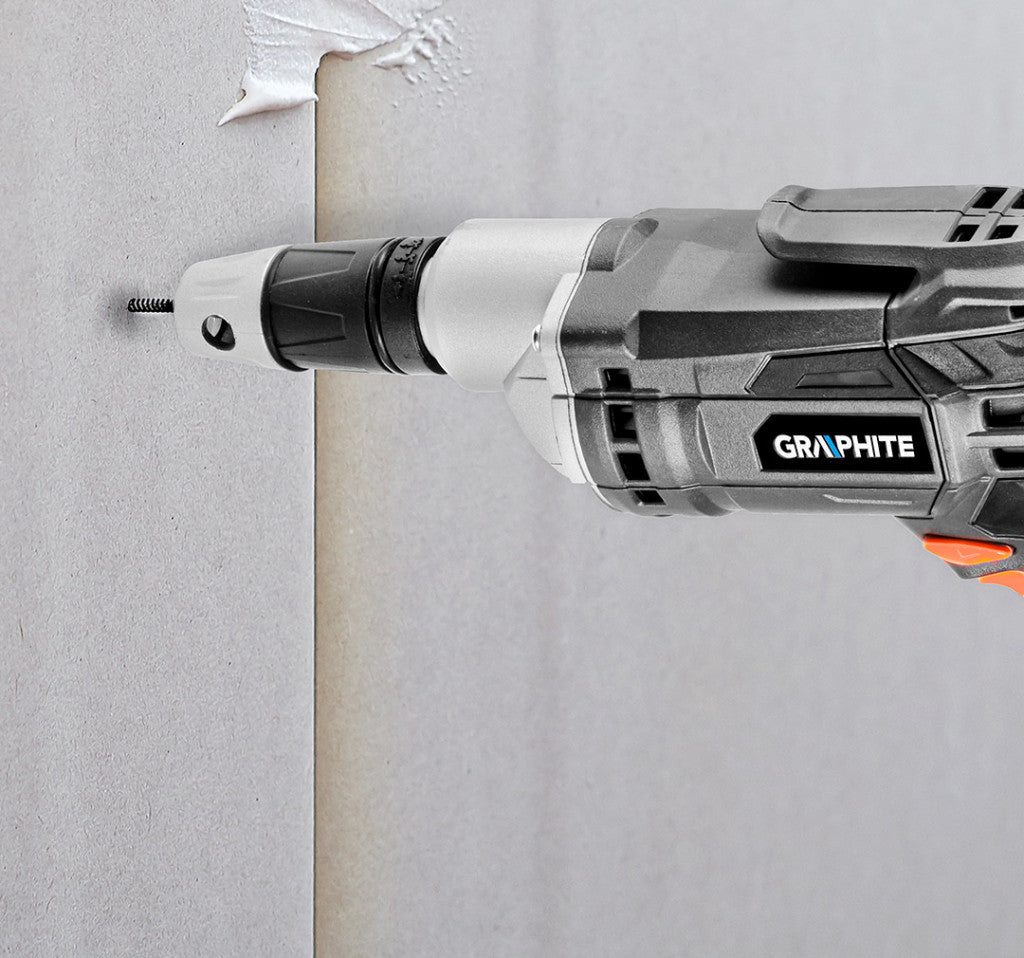 GRAPHITE Csavarozógép, gipszkartonhoz/építőlemezekhez, kuplungos 230V/520W, 0-4200 fordulat/perc, hordtáska 3 év garanciával 58G794