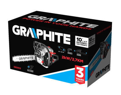 GRAPHITE Benzines láncfűrész 2kW (2,7 LE), láncvezető 16" (400mm) 3 év garanciával 58G953