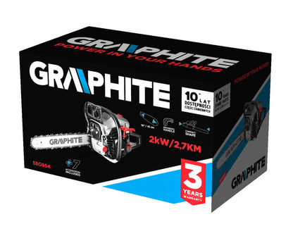 GRAPHITE Benzines láncfűrész 2kW (2,7 LE), láncvezető 18" (450mm) 3 év garanciával 58G954
