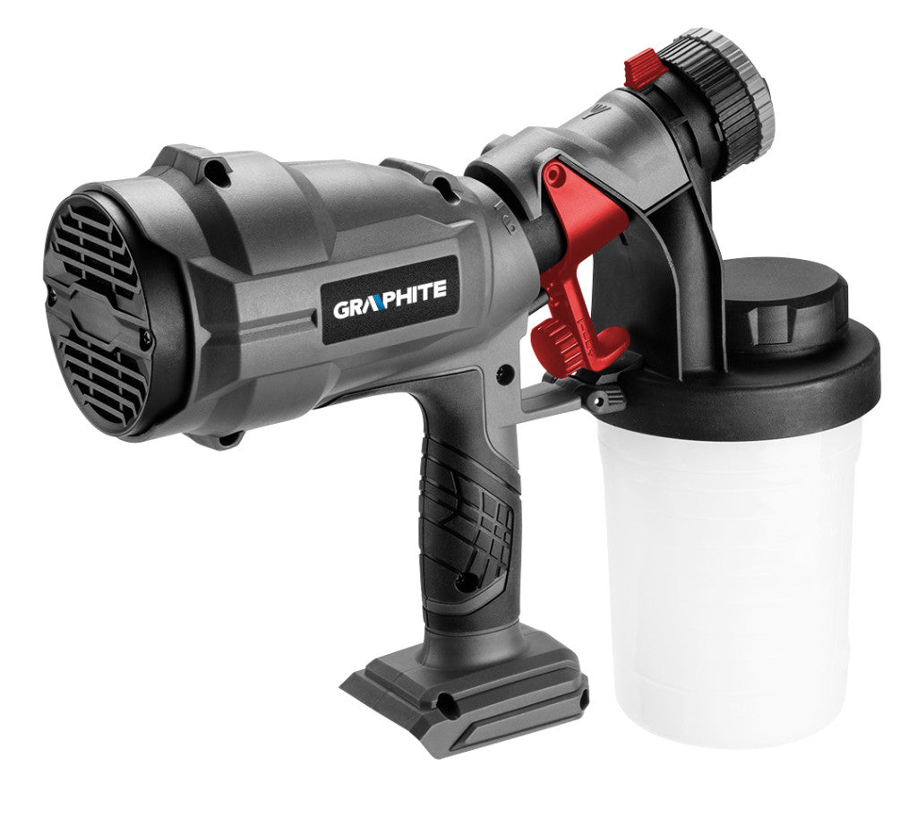 GRAPHITE Akkus festékszóró pisztoly HVLP Energy+, 18V, max. viszkozitás 60DIN, 700ml/p, 243W, akku nélkül!!! 3 év garanciával 58GE103