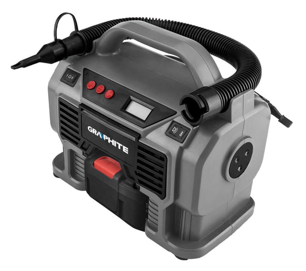 GRAPHITE Akkus kompresszor Energy+ 18V, akku nélkül!!! 3 év garanciával 58GE113