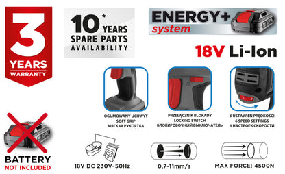 GRAPHITE Akkus kinyomópisztoly, Energy+, 310ml-es kartusokhoz, akku nélkül!!! 3 év garanciával 58GE114