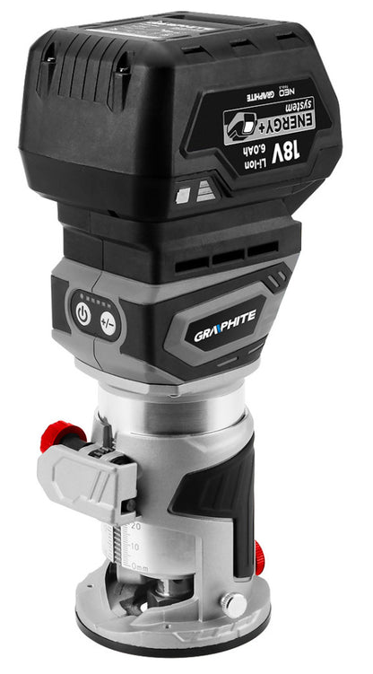 GRAPHITE Akkus szénkefementes élmaró, Energy+, 18V, akku nélkül!!! 3 év garanciával 58GE140