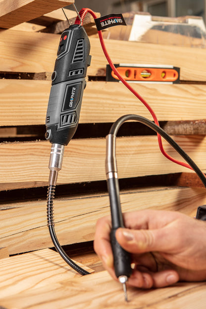 GRAPHITE Mini fúró- és csiszológép 170W, fordulatszám kijelző, kofferben, 190db kiegészítő 3 év garanciával 59G019
