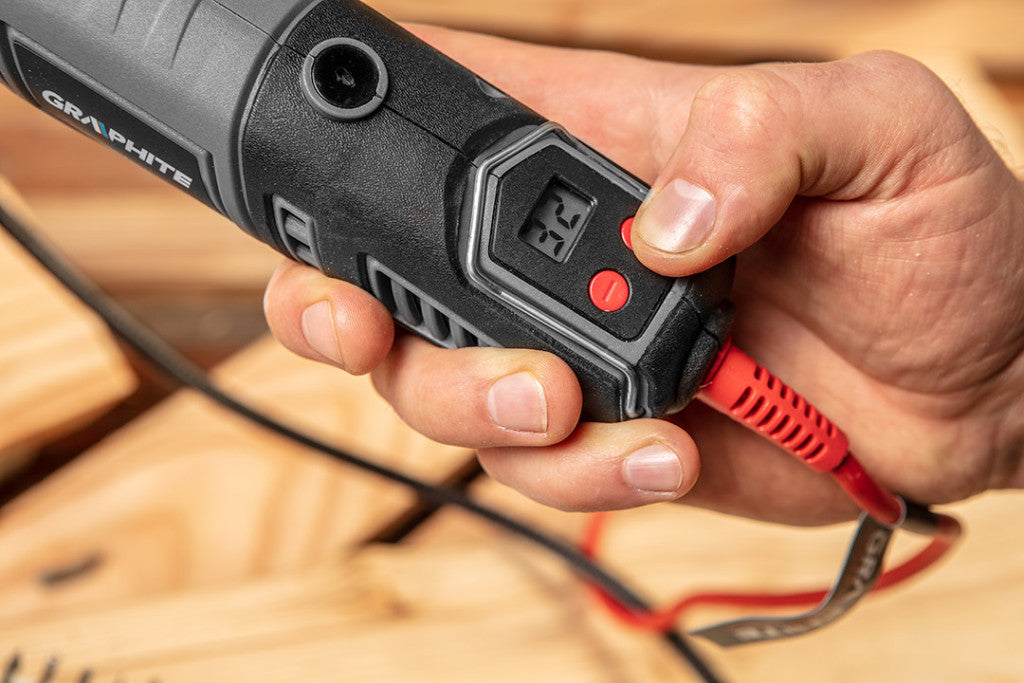 GRAPHITE Mini fúró- és csiszológép 170W, fordulatszám kijelző, kofferben, 190db kiegészítő 3 év garanciával 59G019