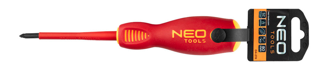 NEO TOOLS Csavarhúzó SL/PZ1 80mm, 1000V, szigetelt 04-219