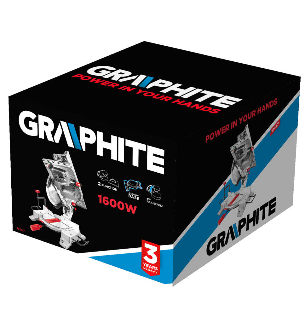GRAPHITE Körfűrész és gérvágó 2az1-ben 1600W, 4800min-1, 254/30mm 3 év garanciával 59G801