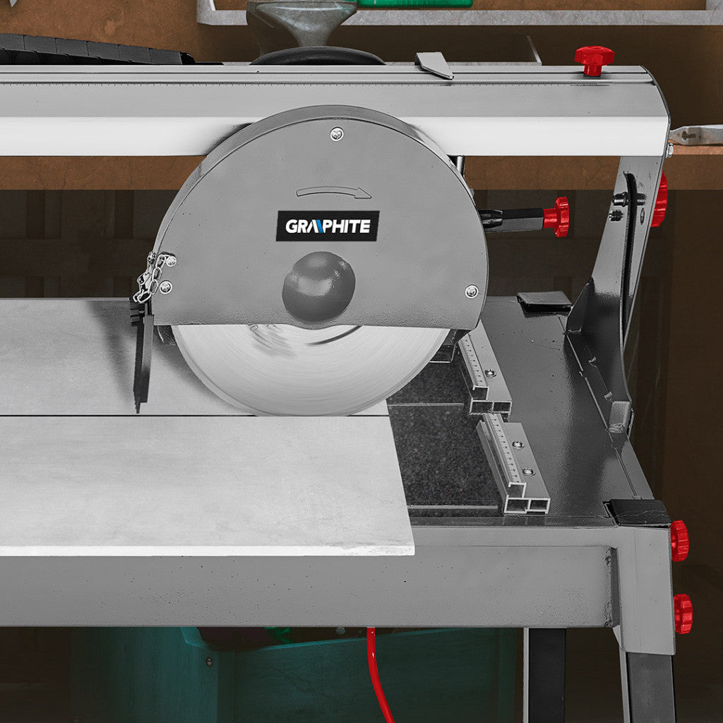 GRAPHITE Csempevágó gép 1200W, 230X25,4mm-es tárcsa, 1000mm vágáshossz, vízhűtés 3 év garanciával 59G891