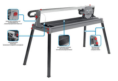 GRAPHITE Csempevágó gép 1200W, 230X25,4mm-es tárcsa, 1000mm vágáshossz, vízhűtés 3 év garanciával 59G891