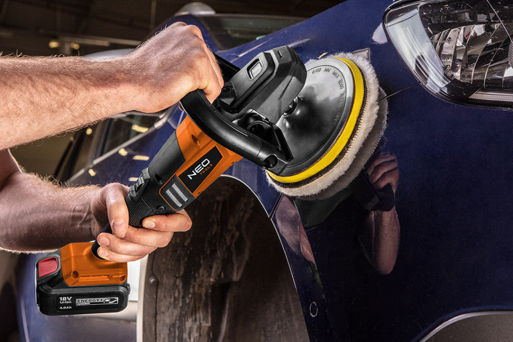 NEO TOOLS Akkus polírozó, Energy+ 18V, M14 150mm, 800-2300 rpm, akku nélkül!!! 3 év garanciával 04-602