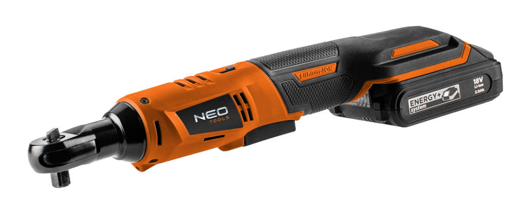 NEO TOOLS Akkus racsnis kulcs, Energy+ 18V, 3/8"-os 1/2"-os adapterrel, akku nélkül!!! 3 év garanciával 04-603