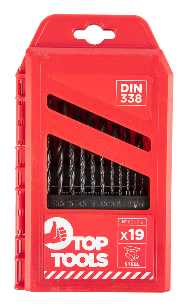 Top Tools Csigafúró készlet 19db, 1-10mm 60H719