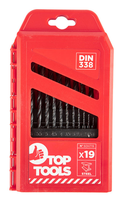 Top Tools Csigafúró készlet 19db, 1-10mm 60H719