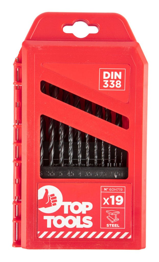 Top Tools Csigafúró készlet 19db, 1-10mm 60H719