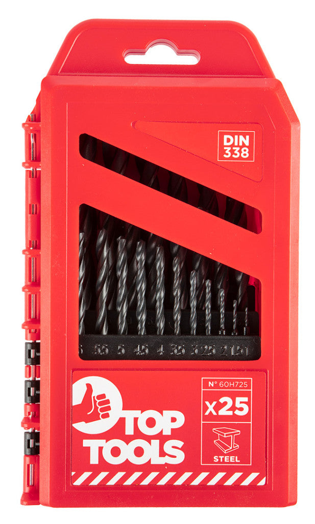 Top Tools Csigafúró készlet 25db, 1-13mm 60H725