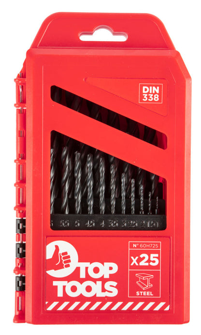 Top Tools Csigafúró készlet 25db, 1-13mm 60H725