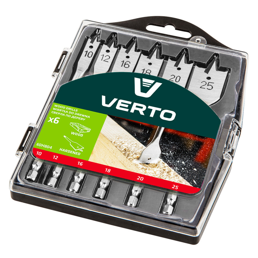 VERTO Lapos fafúró készlet 10, 12, 16, 18, 20, 25mm, 6db 60H804