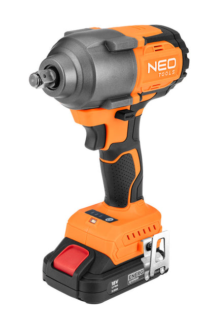 NEO TOOLS Akkus szénkefementes ütvecsavarozó, 1/2" (négyszög) Energy+, 18V, 850Nm, akku nélkül 3 év garanciával 04-608