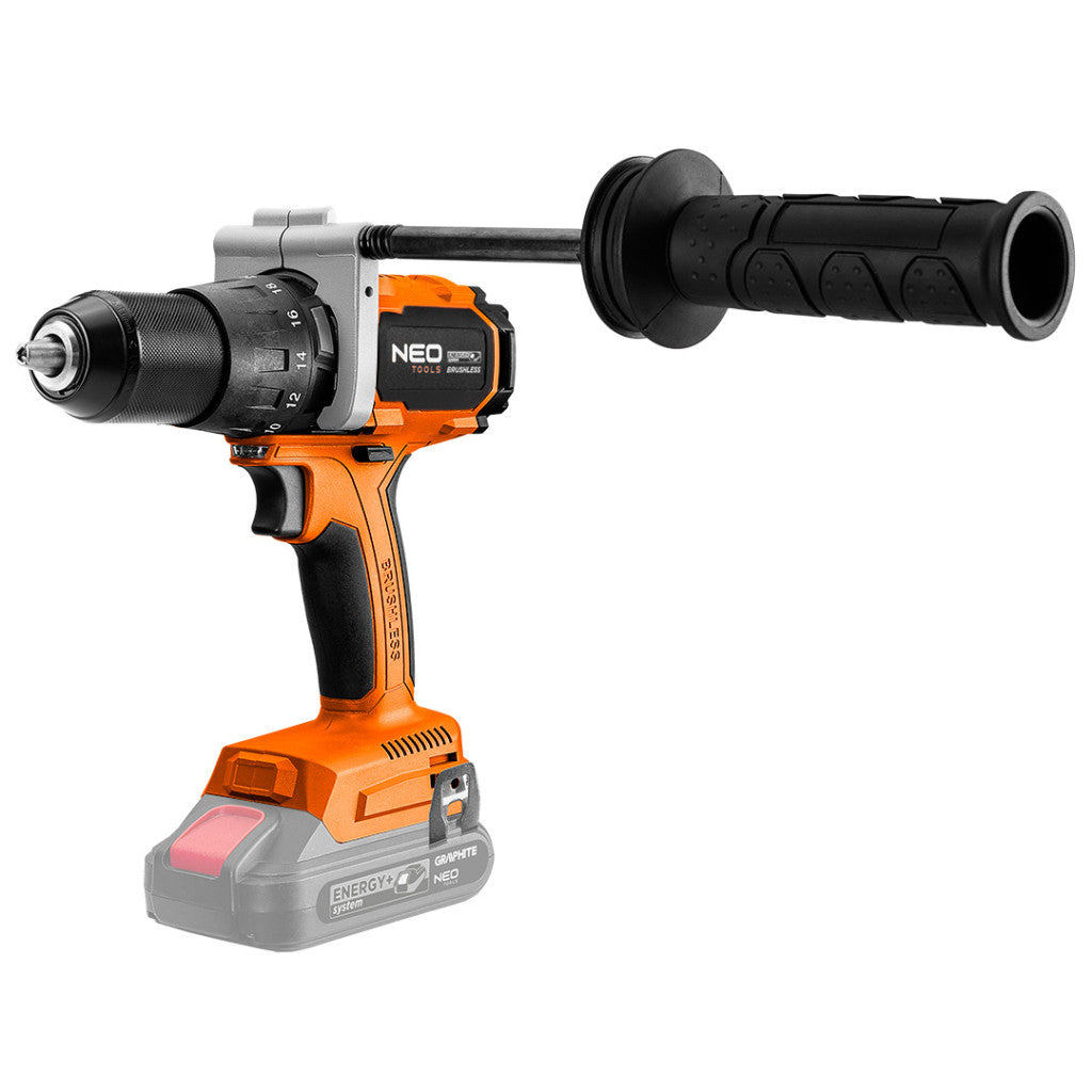 NEO TOOLS Akkus szénkefementes fúró, csavarozó, ütvefúró, Energy+, 100Nm 3 év garanciával 04-616