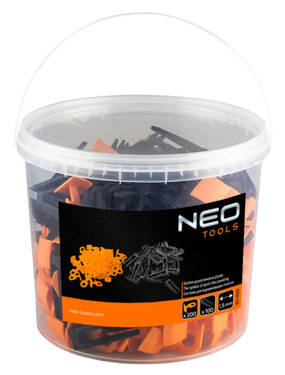NEO TOOLS Csempeszintező rendszer 100 + 200db, 1.5mm 61-100