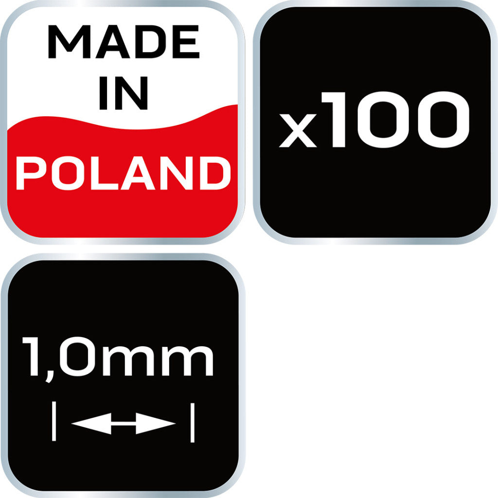 NEO TOOLS Hézagoló-, fugakereszt körmerevítéssel 1,0mm, 100db 61-113