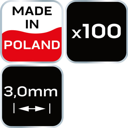 NEO TOOLS Hézagoló-, fugakereszt körmerevítéssel 3,0mm, 100db 61-116