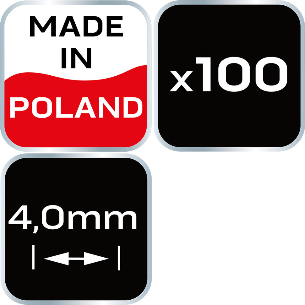 NEO TOOLS Hézagoló-, fugakereszt körmerevítéssel 4,0mm, 100db 61-117