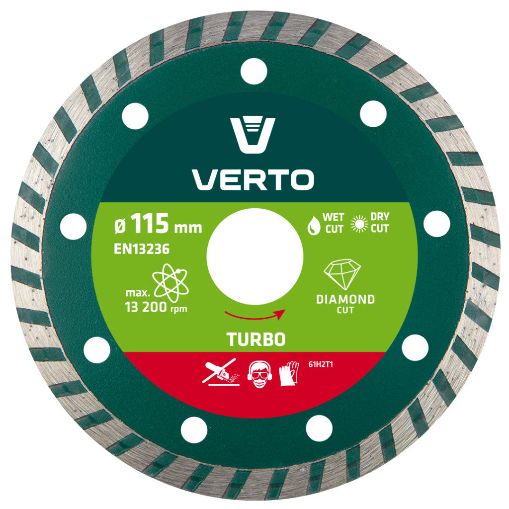 VERTO Gyémánt vágókorong 115mm turbo 61H2T1