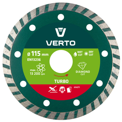 VERTO Gyémánt vágókorong 115mm turbo 61H2T1