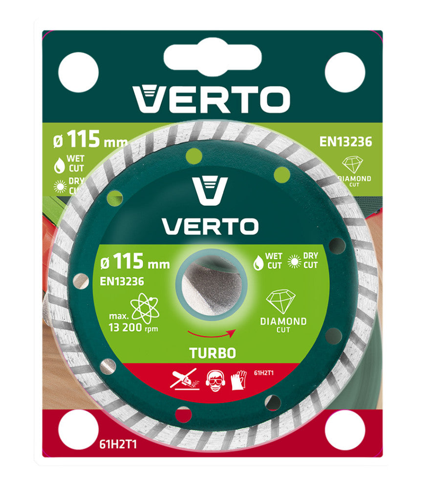 VERTO Gyémánt vágókorong 115mm turbo 61H2T1