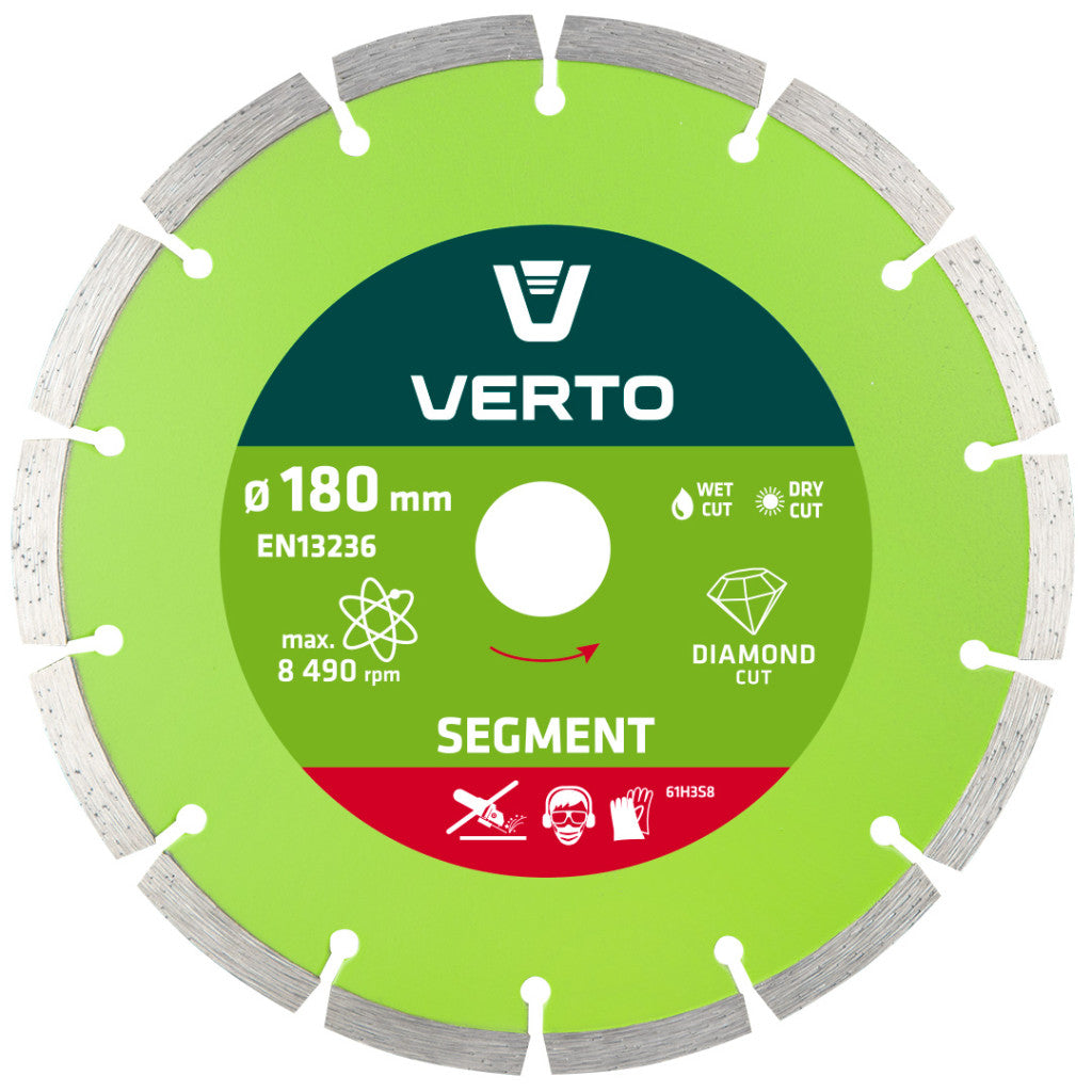 VERTO Gyémánt vágókorong 180mm szegmentált 61H3S8