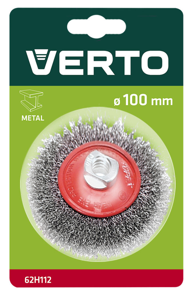 VERTO DRÓTKORONG TÁNYÉRKEFE HULLÁMOS 100mm M14 62H112