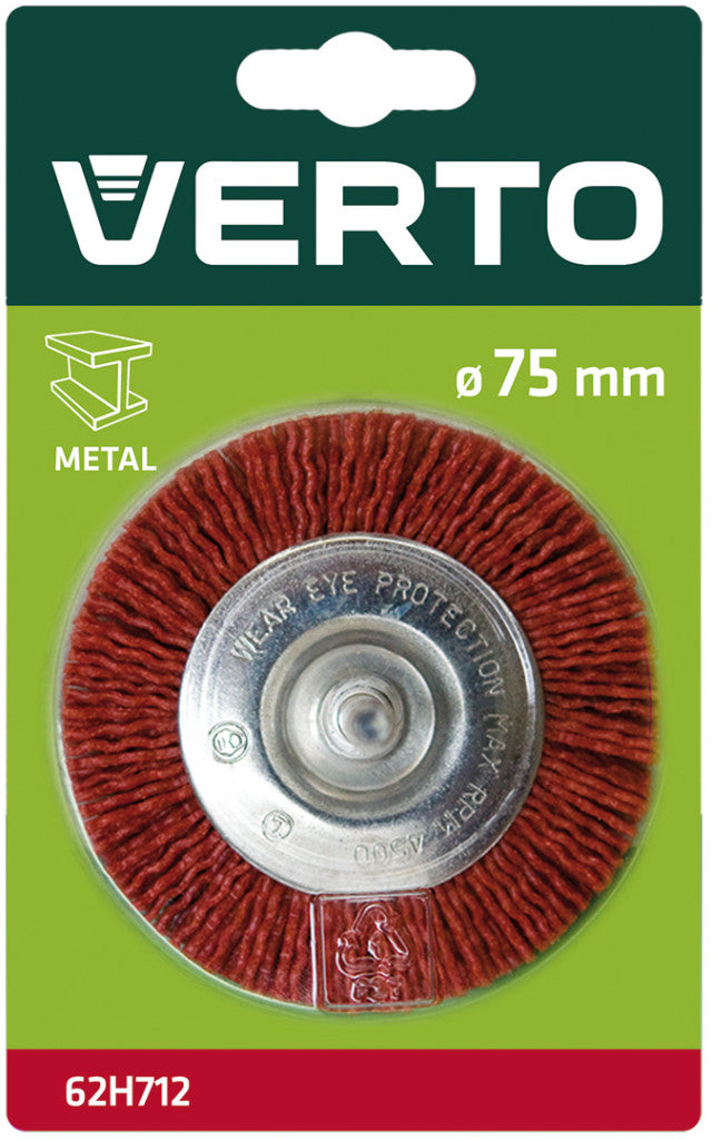 VERTO Műanyagszálas nylon körkefe 75mm csapos 62H712