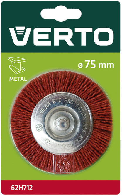 VERTO Műanyagszálas nylon körkefe 75mm csapos 62H712