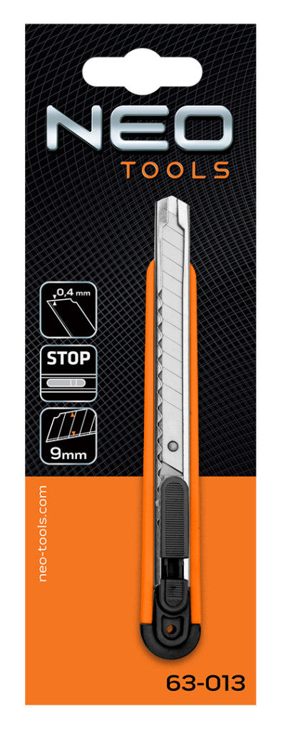 NEO TOOLS Törhető pengés kés 9mm, fém vezetősín 63-013