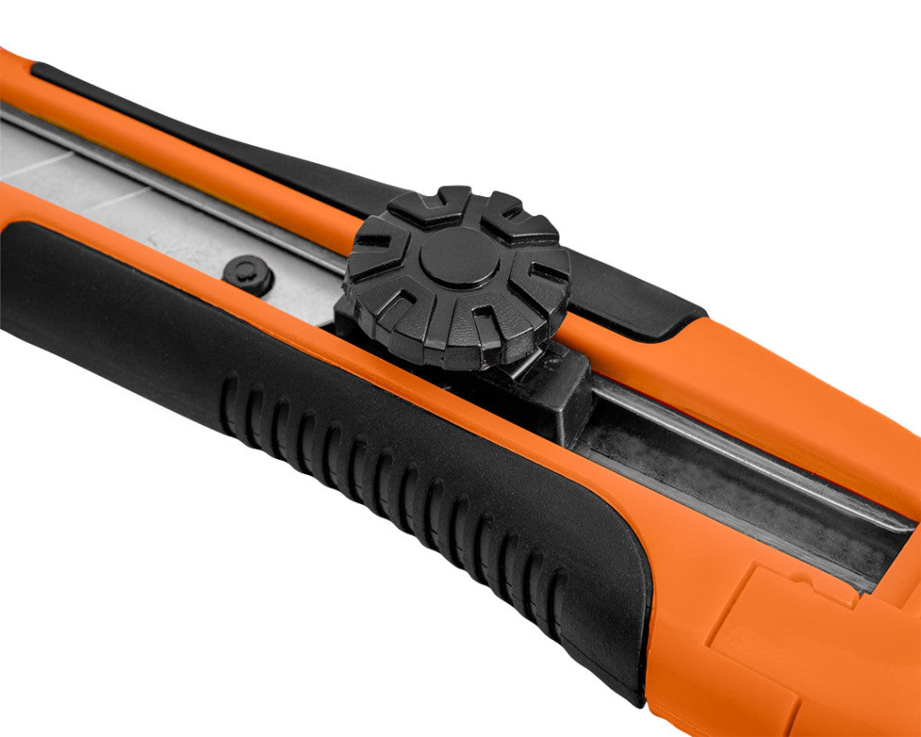 NEO TOOLS Törhető pengés kés 18mm, fém vezetősín, tekerős 63-014