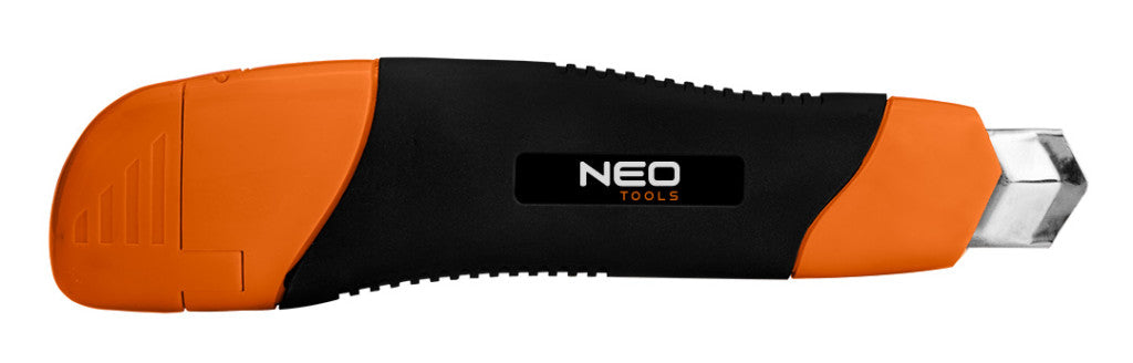 NEO TOOLS Törhető pengés kés 18mm, fém vezetősín, tekerős 63-014