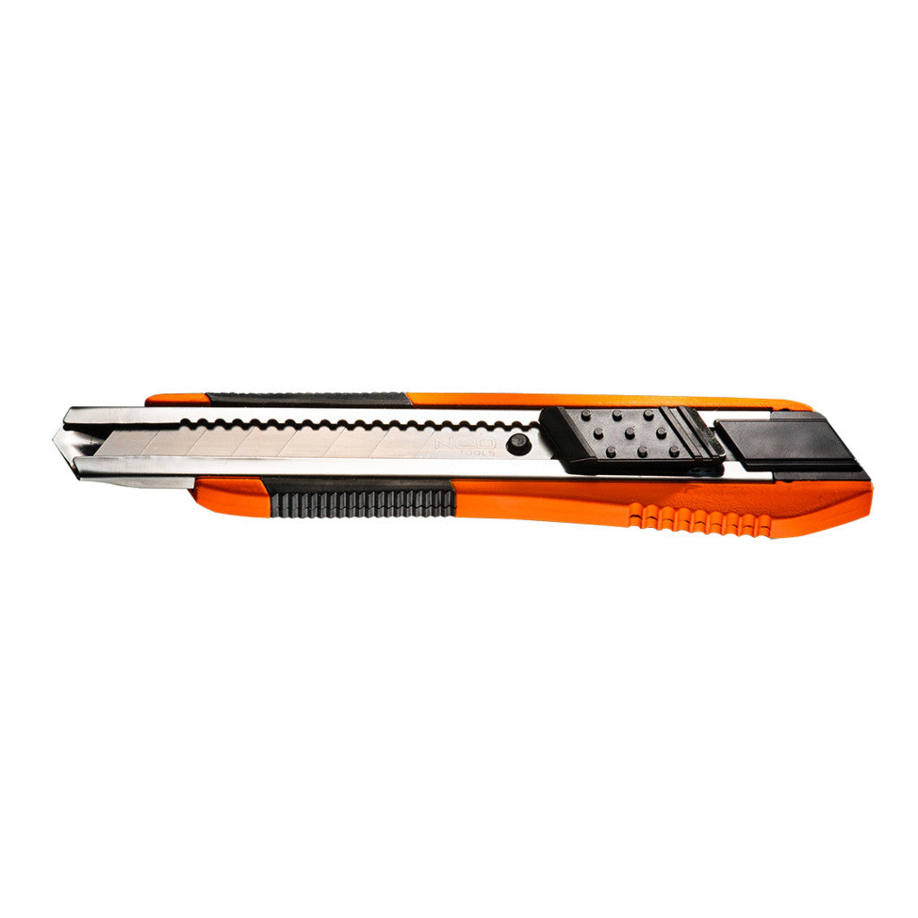 NEO TOOLS Törhető pengés kés 18mm, puha markolat, fém vezetősín 63-060
