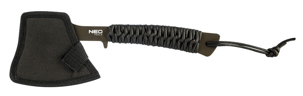 NEO TOOLS Multifunkciós balta, rozsdamentes acél, teljes hossz 26cm, penge: 8cm, Paracord markolat, csavarkulcs funkció 63-118