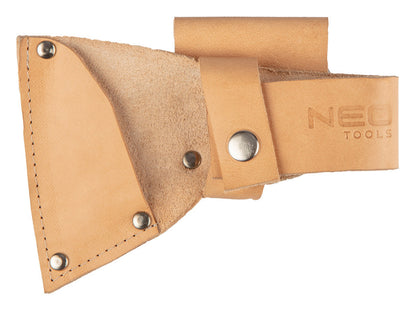 NEO TOOLS Túlélő balta bőr tokkal, 400g, kovácsolt szénacél C55, Kőrisfa nyél, polírozott penge 63-119