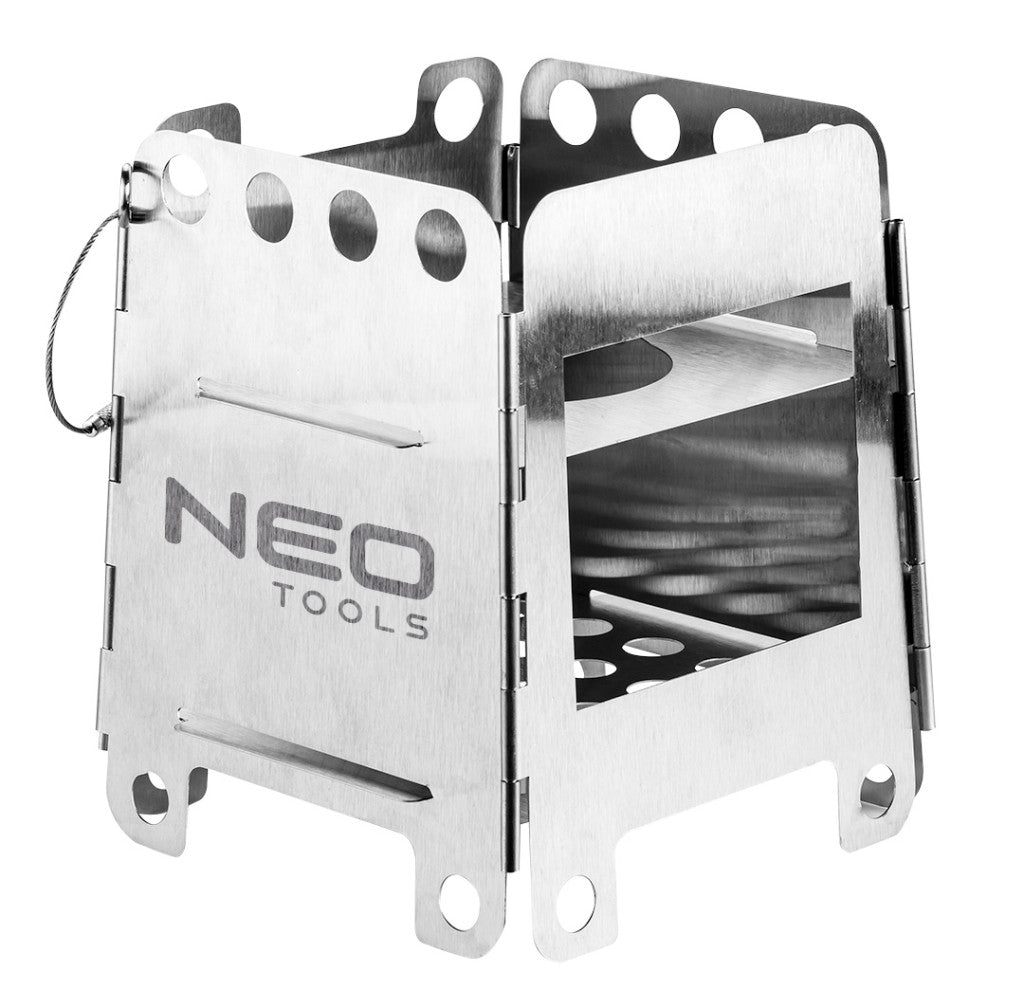 NEO TOOLS Kemping tűzhely, összecsukható, rozsdamentes acél, 16*11.5/12.8cm, súly 369g, szövet tokkal 63-126
