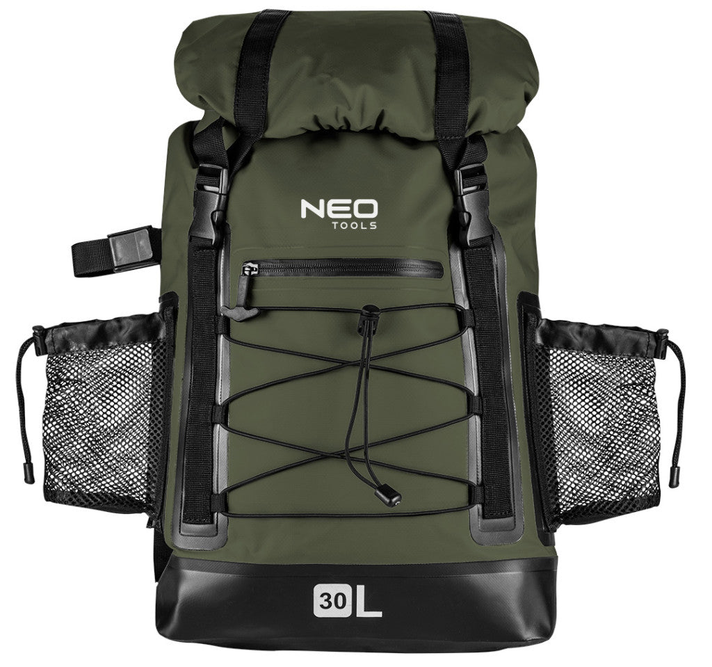 NEO TOOLS Vízálló hátizsák 600D, 30L, 32x63x18cm, sötétzöld 63-131