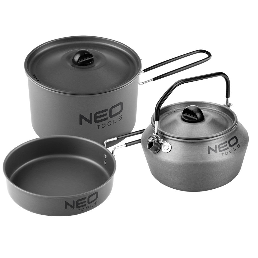 NEO TOOLS Kemping főzőedény készlet 3 részes 63-145