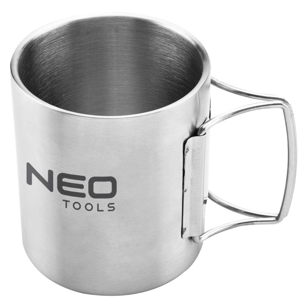 NEO TOOLS Kemping bögre 320ml, duppla fal, behajtható fogantyú 63-150